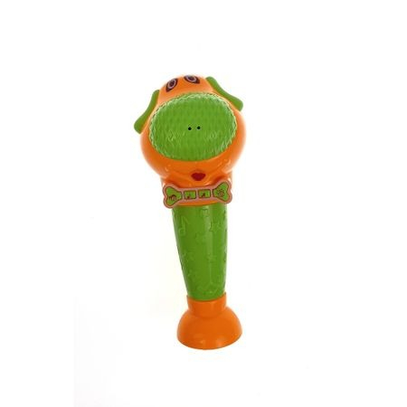 Microfon de jucarie pentru bebelusi, sunete si lumini, Verde/Portocaliu
