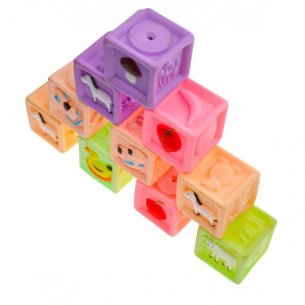 Set 10 cuburi senzoriale pentru stivuit, diferite culori