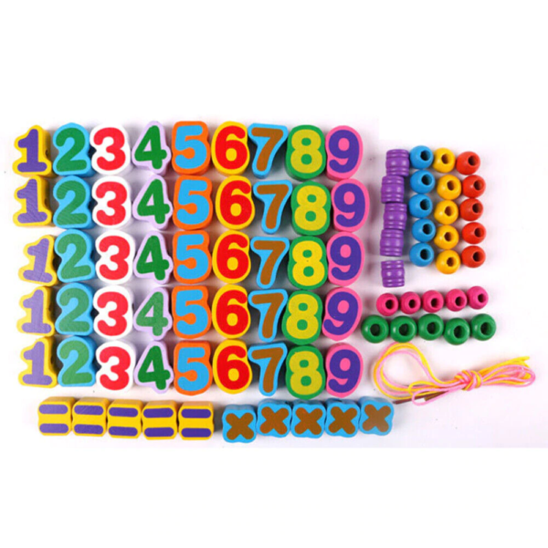 Set cifre colorate de insiruit din lemn, Montessori, multicolor, 87 de piese