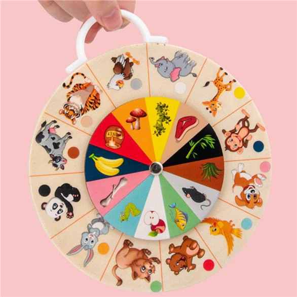 Joc Montessori 2 in 1, tabla inmultirii, impartirii si asociere animale din lemn