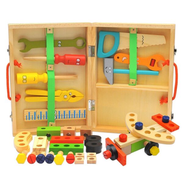 Trusa cu unelte din lemn, Montessori, pentru copii