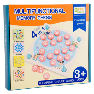 Joc de Memorie 4 in 1 Multifunctional, Memory Chess, Montessori